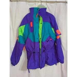 VTG 80s/90s Inside Edge Purple Neon Color Block Ski Jacket Sz XL